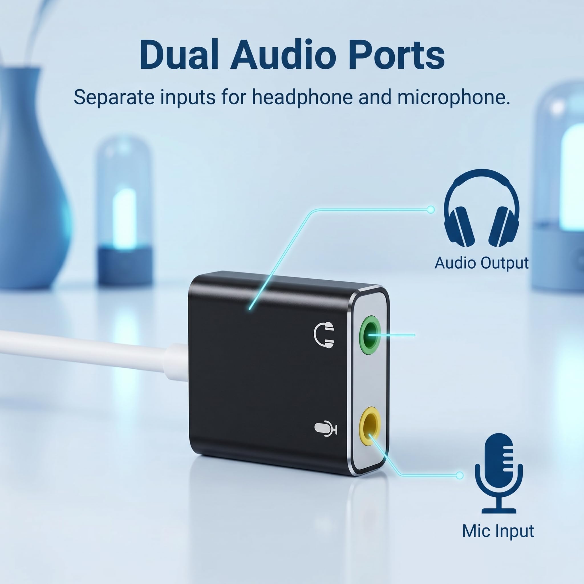 Externe Soundkarte USB C, USB C Soundkarte auf 3,5 mm Klinke Audio Adapter mit Kopfhörer Ausgang und Mikrofon Eingang, 3D Stereo Plug and Play für PC Laptop Mac PS4 PS5 Xbox Windows Gaming