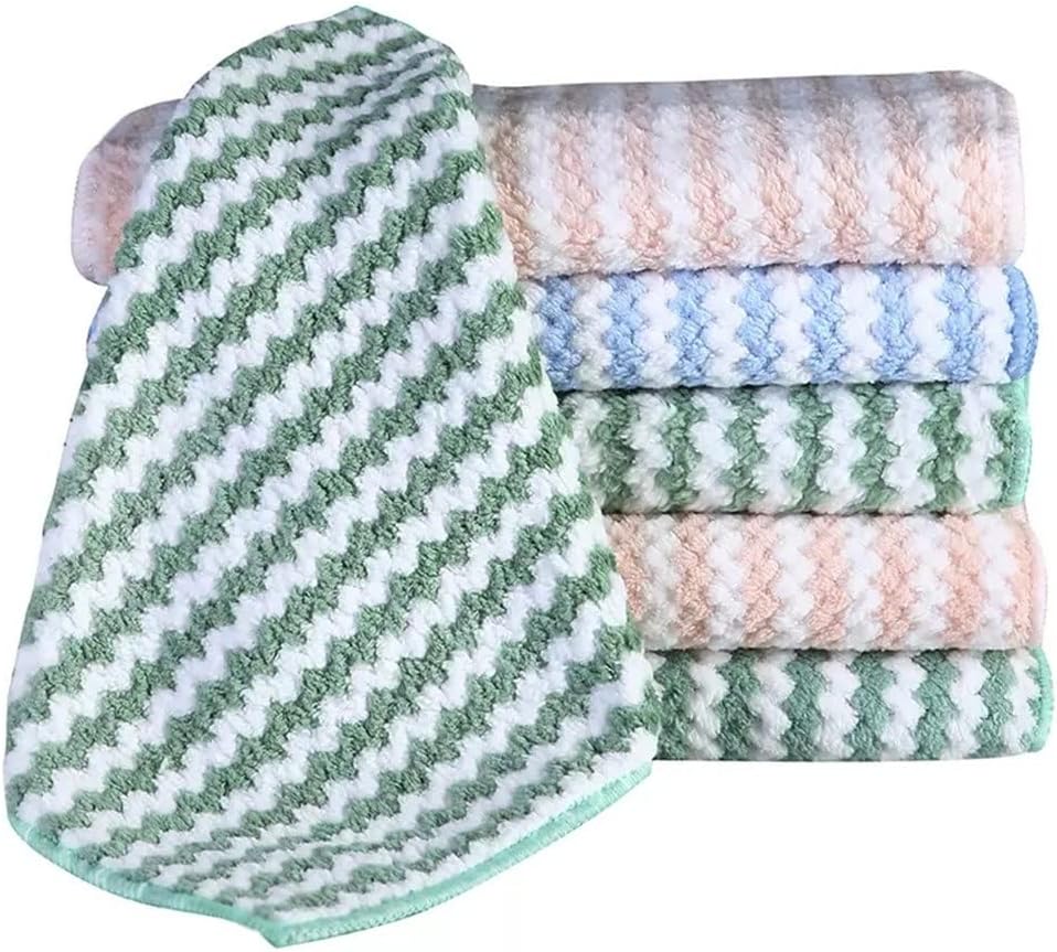 30x30cm 10PCS Kitchen Scouring Pad Towel Dishcloth Household Rags Gadget Microfiber Non-Stick Oil Table Cleaning Cloth