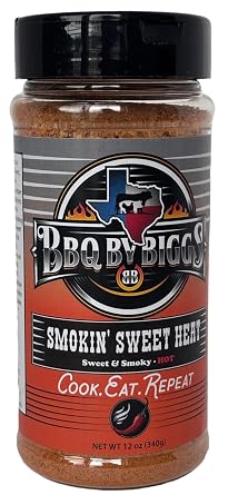 BBQ by Biggs Smokin Sweet Heat Sweet & Smoky BBQ Rub 12 oz | All-Natural Seasoning for Chicken, Pork, Fish & Veggies