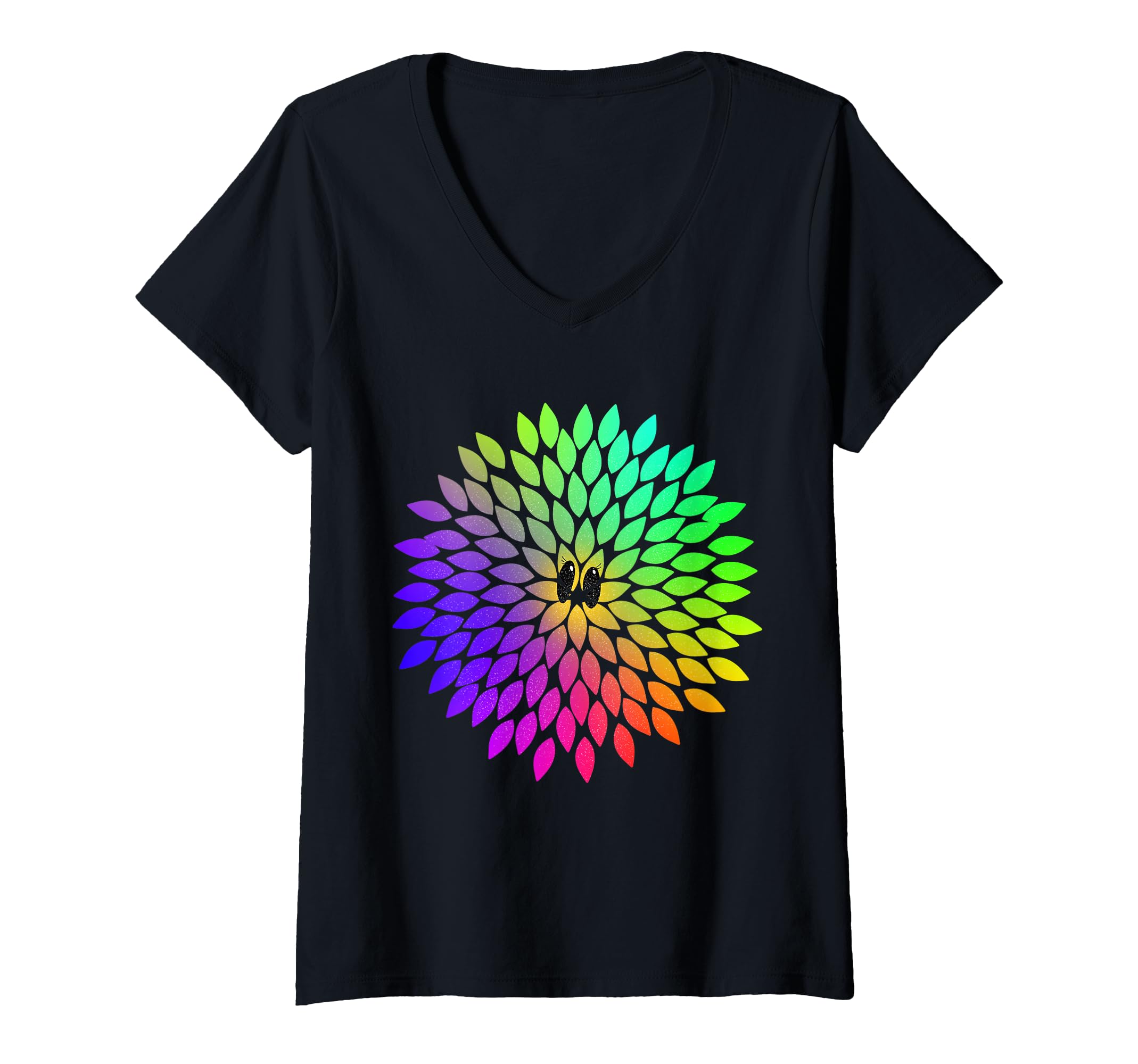 Womens Flower with a look V-Neck T-Shirt