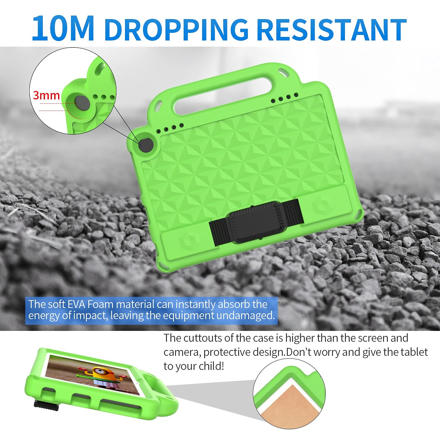 Custodia Protettiva per Tablet Custodia for Tablet for Il Fuoco HD 8. Plus (2020), Body Full Full Body Body Eva. Custodia Protettiva con Manico e Tracolla Protezione Resistente(Ye?Il)