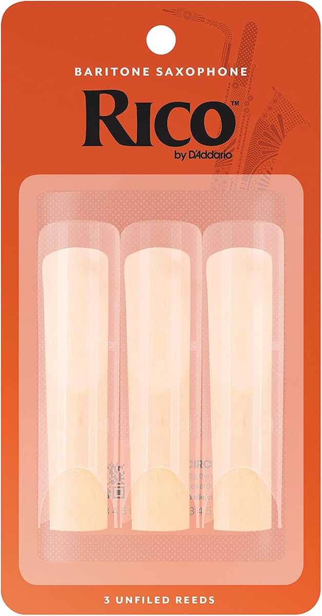 D’Addario Woodwinds - Rico Baritone Sax Reeds - RLA0325 - Strength 2.5, 3-Pack | Rico Organic baritone sax reeds provide consistent response, easy playability, warm tone and reliable performance.