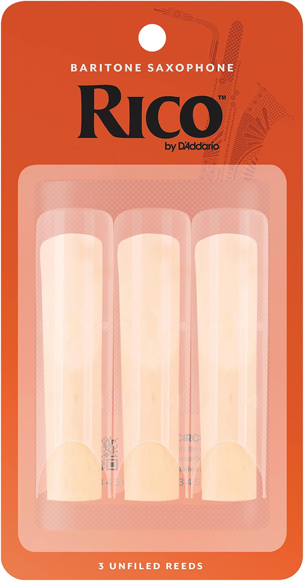 D’Addario Woodwinds - Rico Baritone Sax Reeds - Baritone Saxophone Reeds - Baritone Reeds Crafted for Beginners, Students, Educators - Strength 3.0, Pack of 3