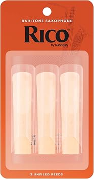 D Addario Woodwinds - Rico Baritone Sax Reeds - Baritone Saxophone Reeds - Baritone Reeds Crafted for Beginners, Students, Educators - Strength 2.5, Pack of 3