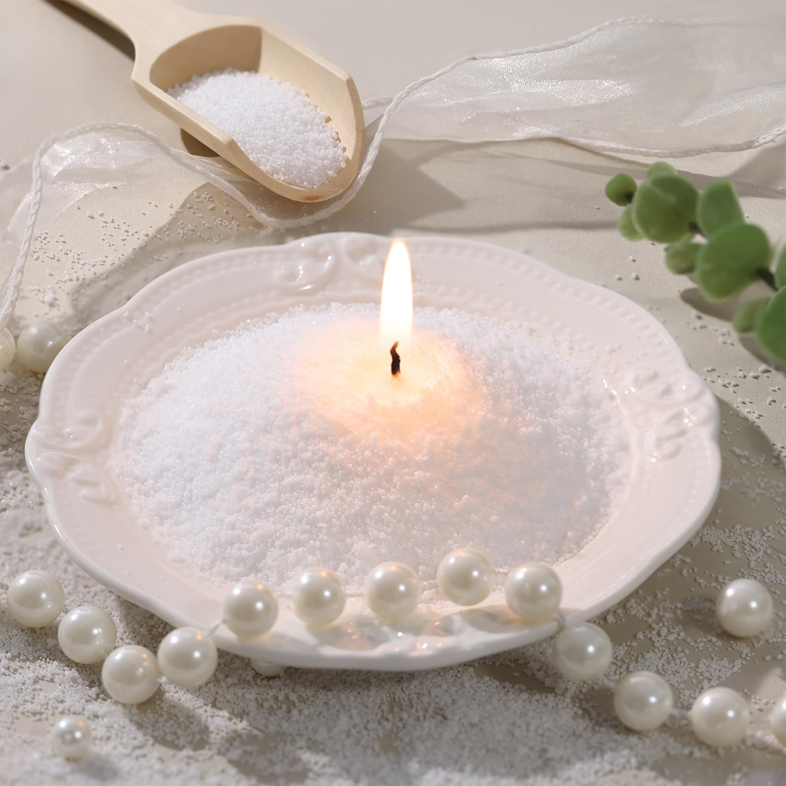 2.2lb White Candle Sand Wax, Unscented Plant Wax with 10 Wicks & Spoon