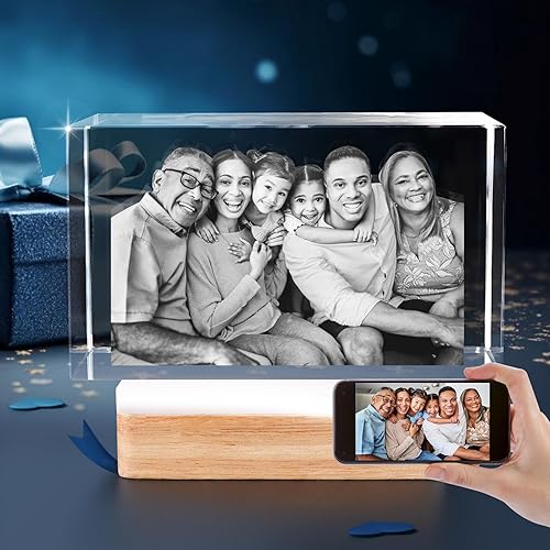 Miniatura 2 de Foto de cristal 3D, regalos personalizados, marco de fotos 3D personalizado, rectangular, regalos para parejas, regalos familiares, regalos para