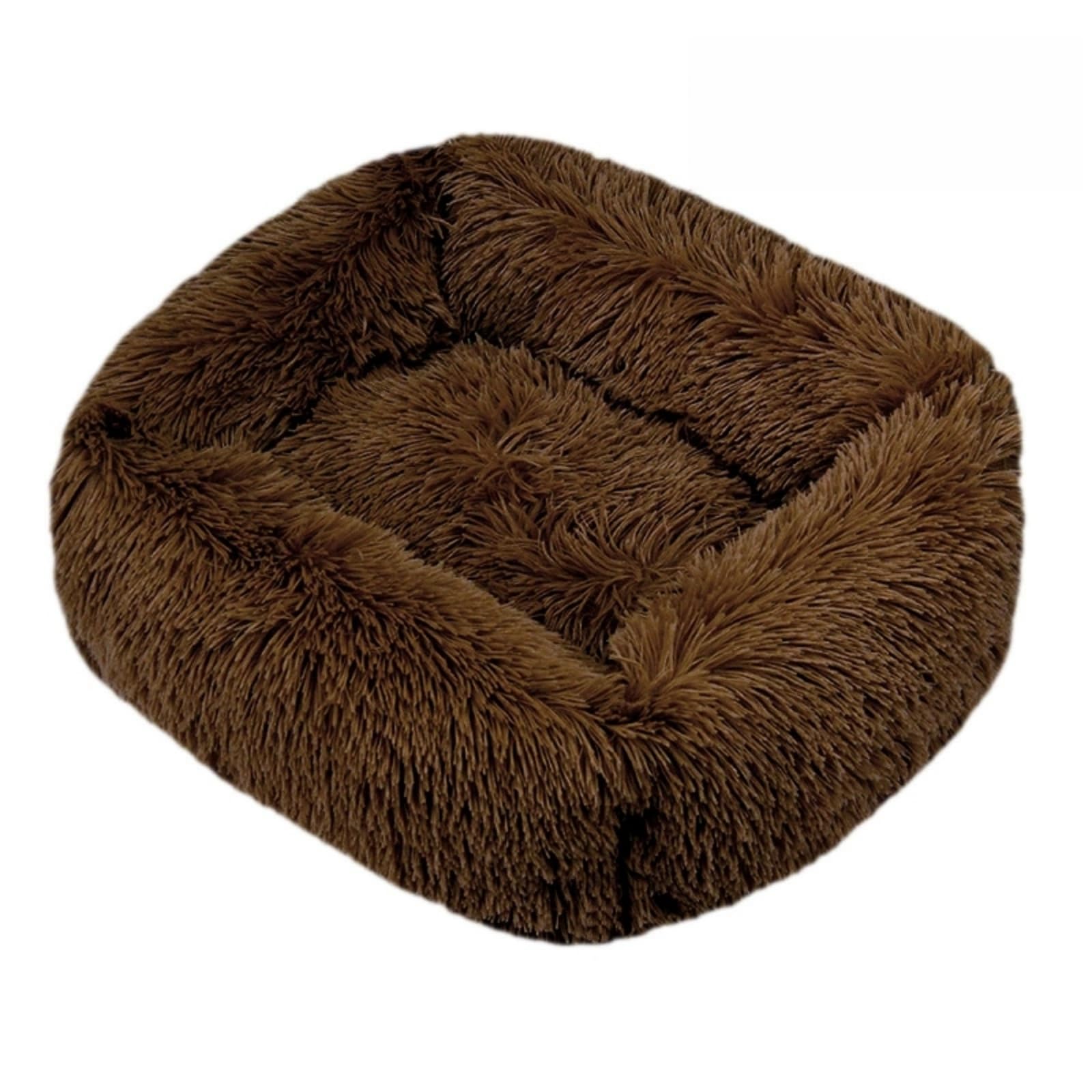 Mateju Plush Pet Bed Rectangle, Fluffy Pet Cushion Thick Warm Soft Plush Dog Cat Bed for Indoor Calming Puppy Kitten Petbed with Non Slip Bottom for Small Medium (Coffee Color,S 55x45cm)