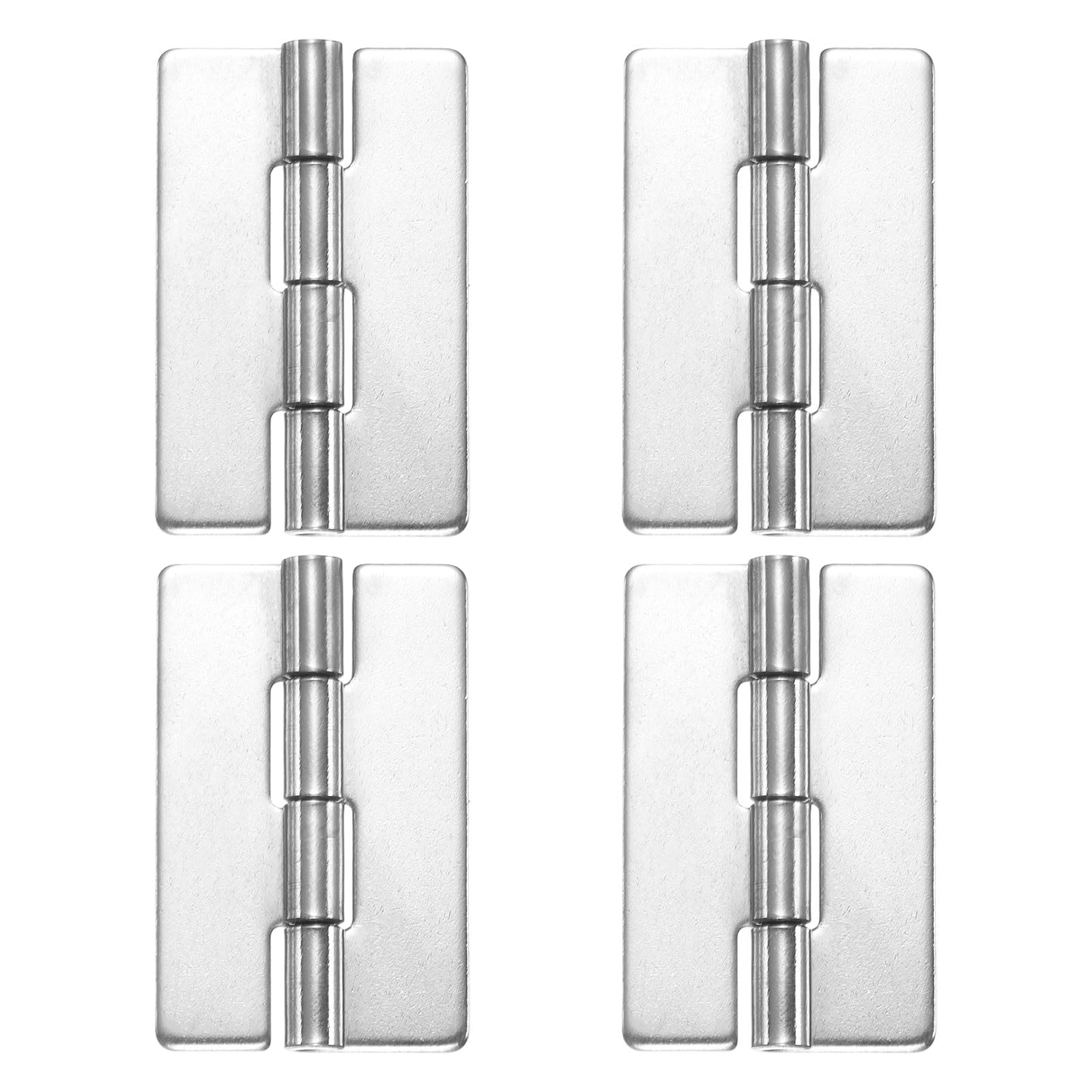 sourcing map 4 Pack Heavy Duty Weldable Hinges, 2" x 1.26" x 0.06" Weld on Butt Hinge 304 Stainless Steel Folding Metal Gate Hinges for Trailer Doors, Silver