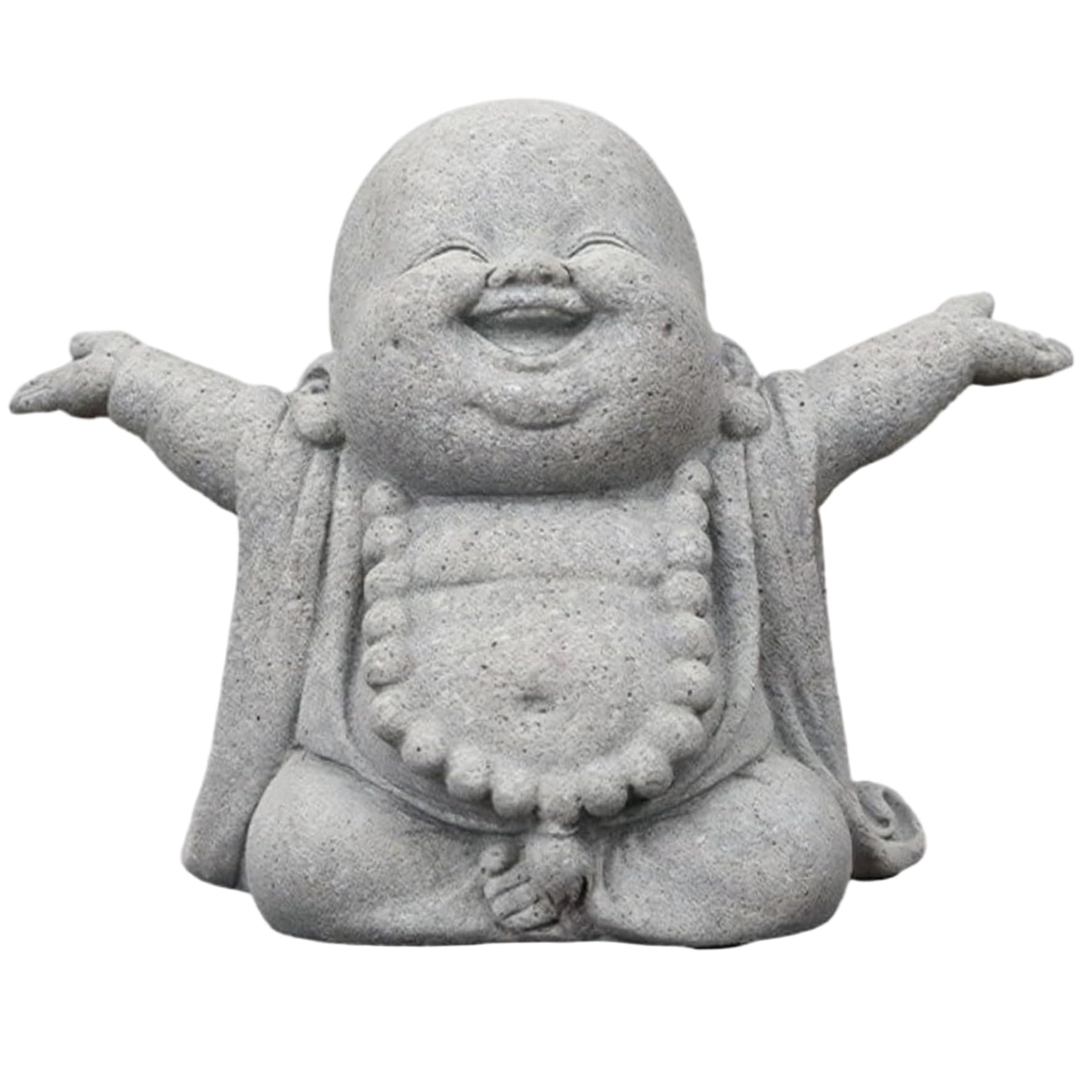 Vistnale Grey Buddha, Small Buddha Statue, Sandstone Laughing Statue 3In Figurine For Indoor & Outdoor Decor, Handcrafted Zen Garden Ornament