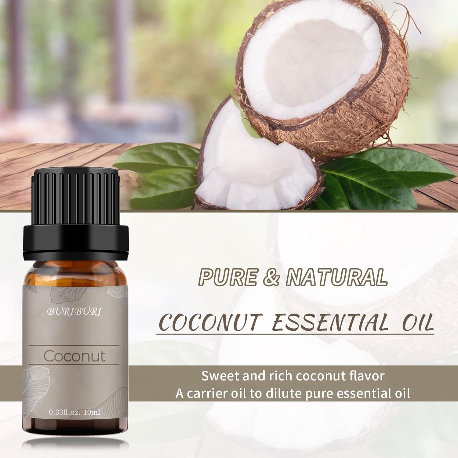 BURIBURI Aceite esencial de coco de fl oz, aceite perfumado de