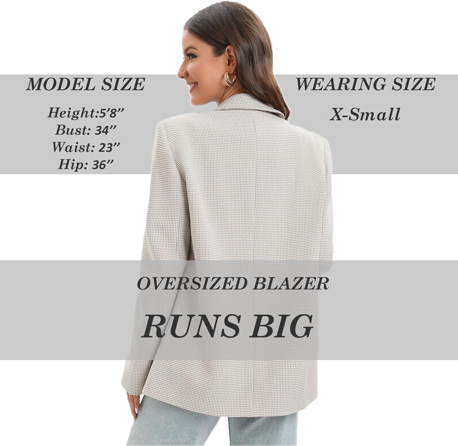 TRNY Women's Oversized Double-Breasted Suit Blazer Jacket Long Sleeve Casual Boyfriend Style Work Office Blazer with Pockets - Image 2