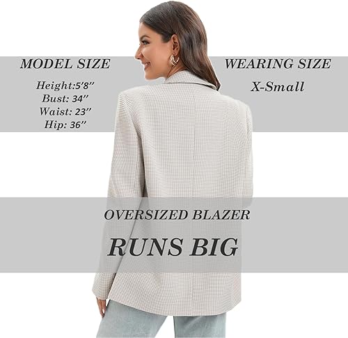 Miniatura 2 de TRNY Blazer de gran tamaño con doble botonadura para mujer, chaqueta de manga larga, casual, estilo novio, para trabajo, oficina, con bolsillos