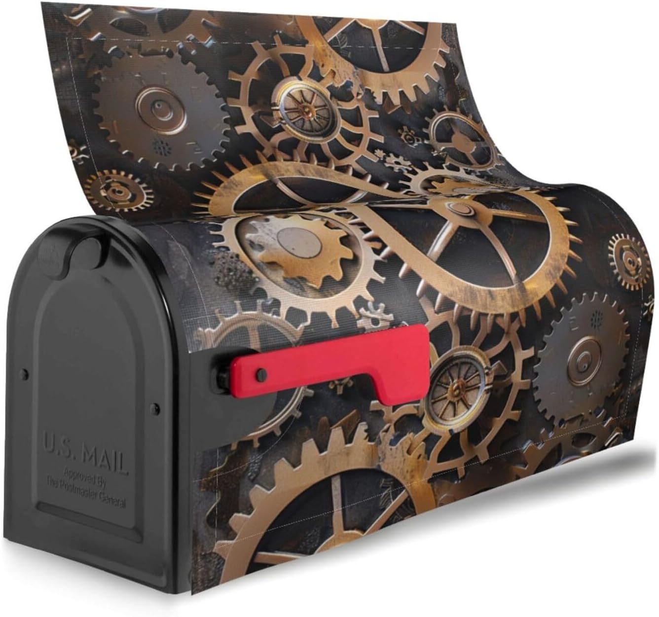 Steampunk Mechanical Gears Prints Mailbox Covers Magnetic Post Box Cover Wraps Standard Size for Garden Yard Home Decor 21x18 in image 4