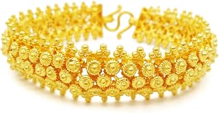 Pikun Flower Lai Thai Gold Plated Bangle 22k 24k Thai Baht Yellow Gold Filled Bracelet
