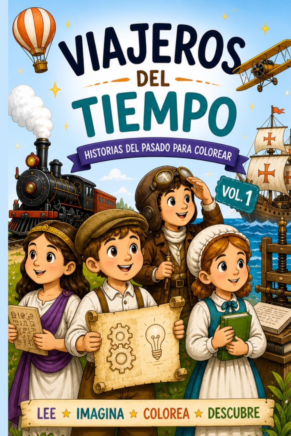 Viajeros del tiempo: Historias del pasado para colorear
