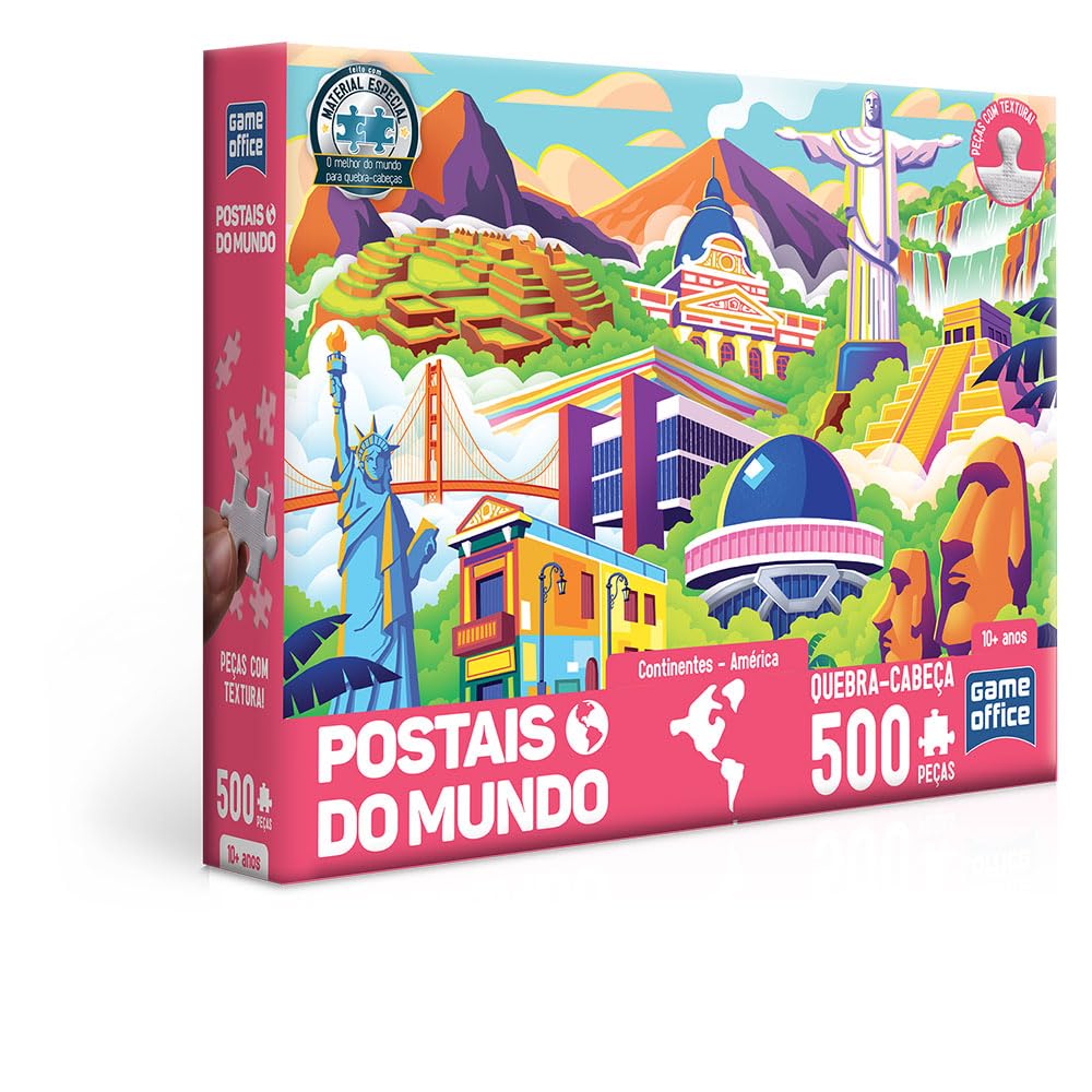 Postais do mundo - Continentes - América - Quebra-cabeça 500 peças ...