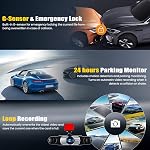 360° 4 Canal Dash Cam avant et arrière à l'intérieur à gauche droite,3.16 1 cm 1080P Caméra Dash pour Voitures Caméra de voiture avec IR Vision nocturne, enregistrement en boucle, assistance au stationnement,24H Moniteur de stationnement