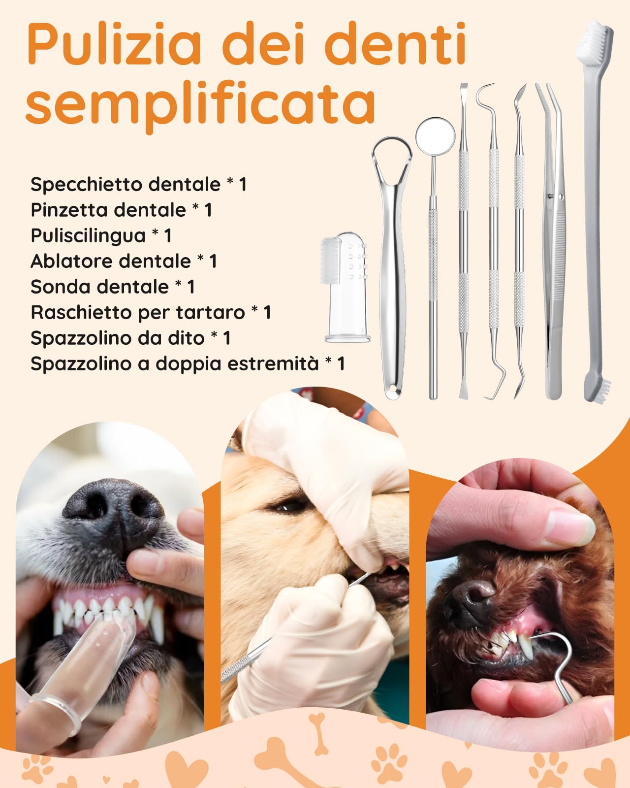 Petbank Kit Pulizia Denti Cane 14-in-1 - Spazzolino Ultrasuoni Cani con Luce LED, 5 Modalità di Spazzolino Denti Cane, USB Ricaricabile Spazzolino per Cani con Scaler Scraper
