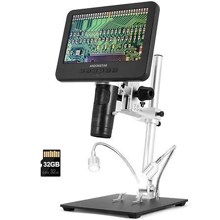 Andonstar AD246SM 2000X UHD 2160P HDMI Digital Microscope for Adults,PCB Soldering Microscope for Phone Watch Repairing,Coin Digital Microscope Full View for Coins,Biological Slides Kit