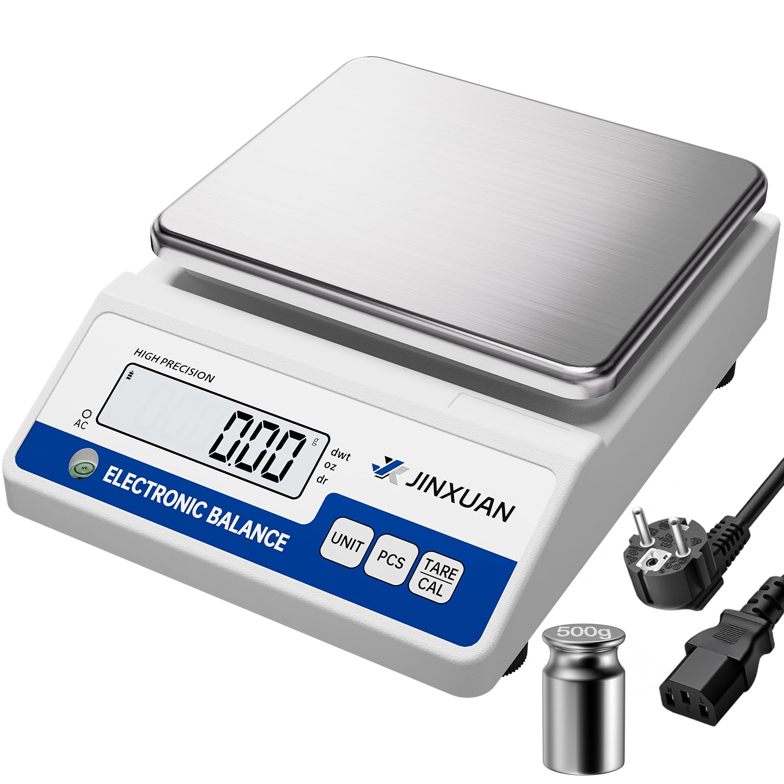 Bilancia da laboratorio, 6000 g x 0,01 g, bilancia analitica di precisione, bilancia digitale per gioielli, con una precisione di 0,01 g