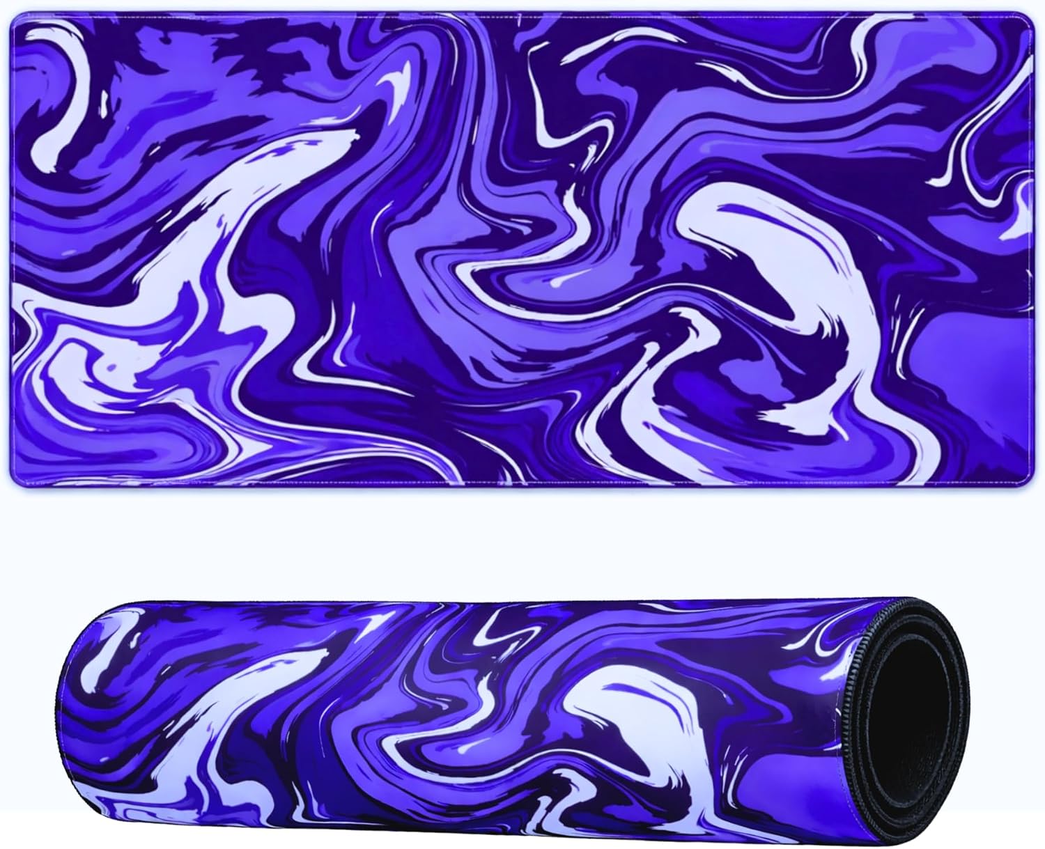 Extended Desk Mat 458 x 915 mm | Premium Abstract Purple Mouse Pad with Stitched Edges | 3mm Thick Non-Slip Desk Pad for Gaming, Office & Workstation