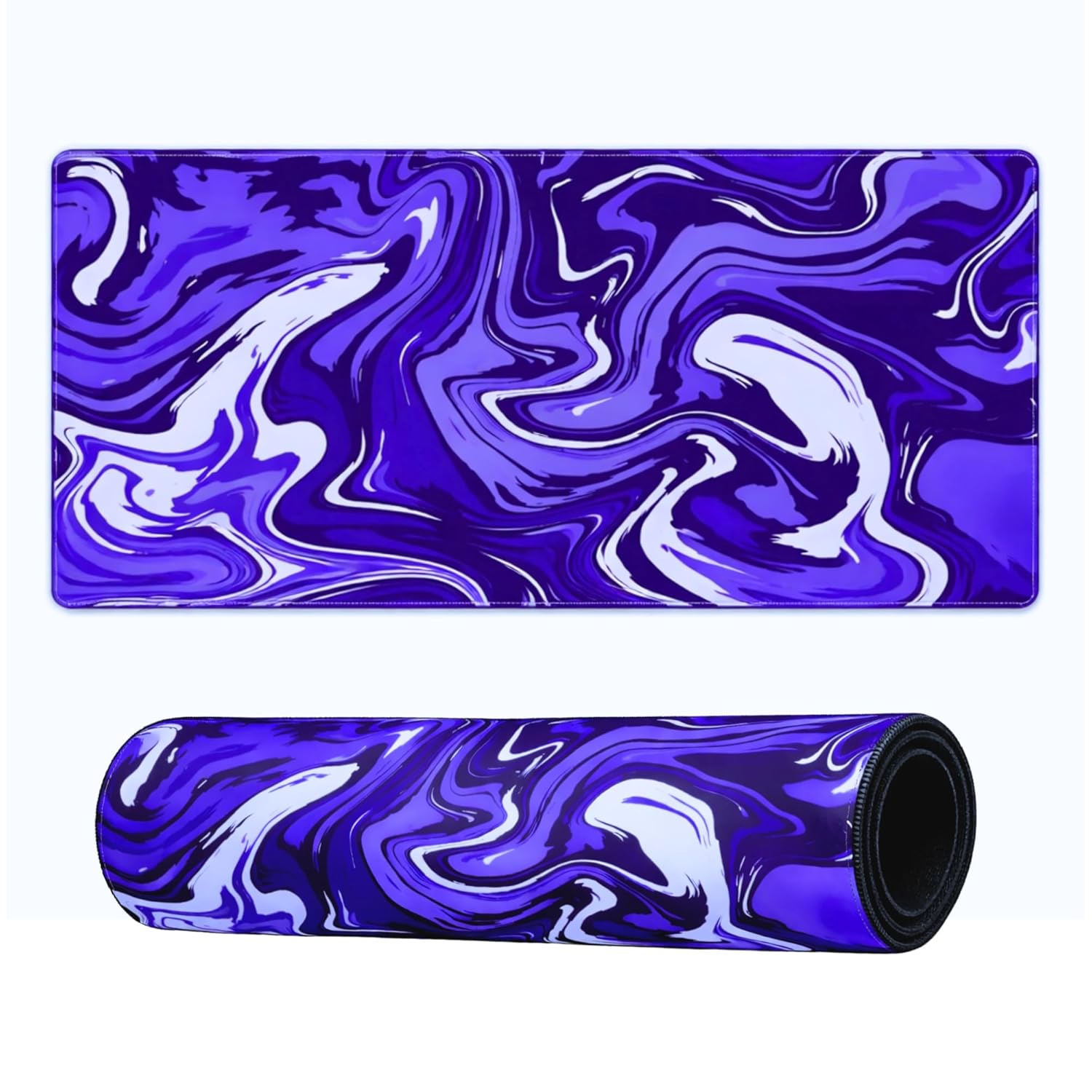 Extended Desk Mat 458 x 915 mm | Premium Abstract Purple Mouse Pad with Stitched Edges | 3mm Thick Non-Slip Desk Pad for Gaming, Office & Workstation