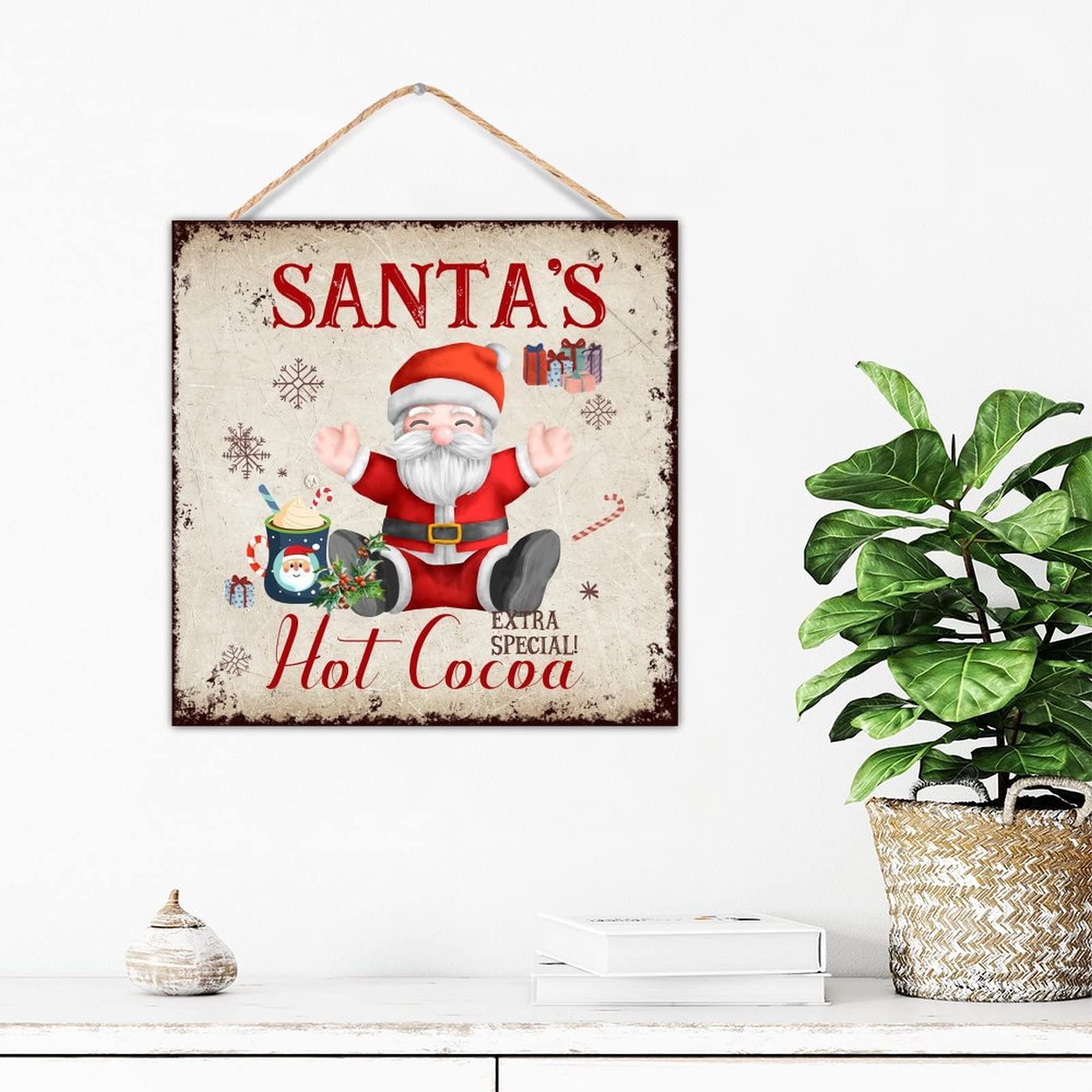 Décoration murale en bois pour chocolat chaud - Panneau suspendu intérieur 30cm