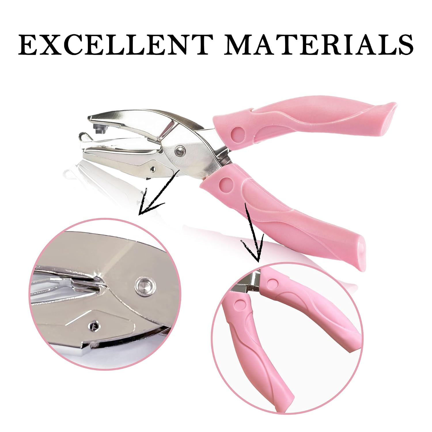 Heart Shape Single Hole Punch - 1/4 Inch Star Hole Puncher for Crafts, 6.3 Inch Handheld Paper Punch with Soft Grip & Paper Scraps Collector for Scrapbooking, Card Making, Gift Wrapping (Pink, Heart)