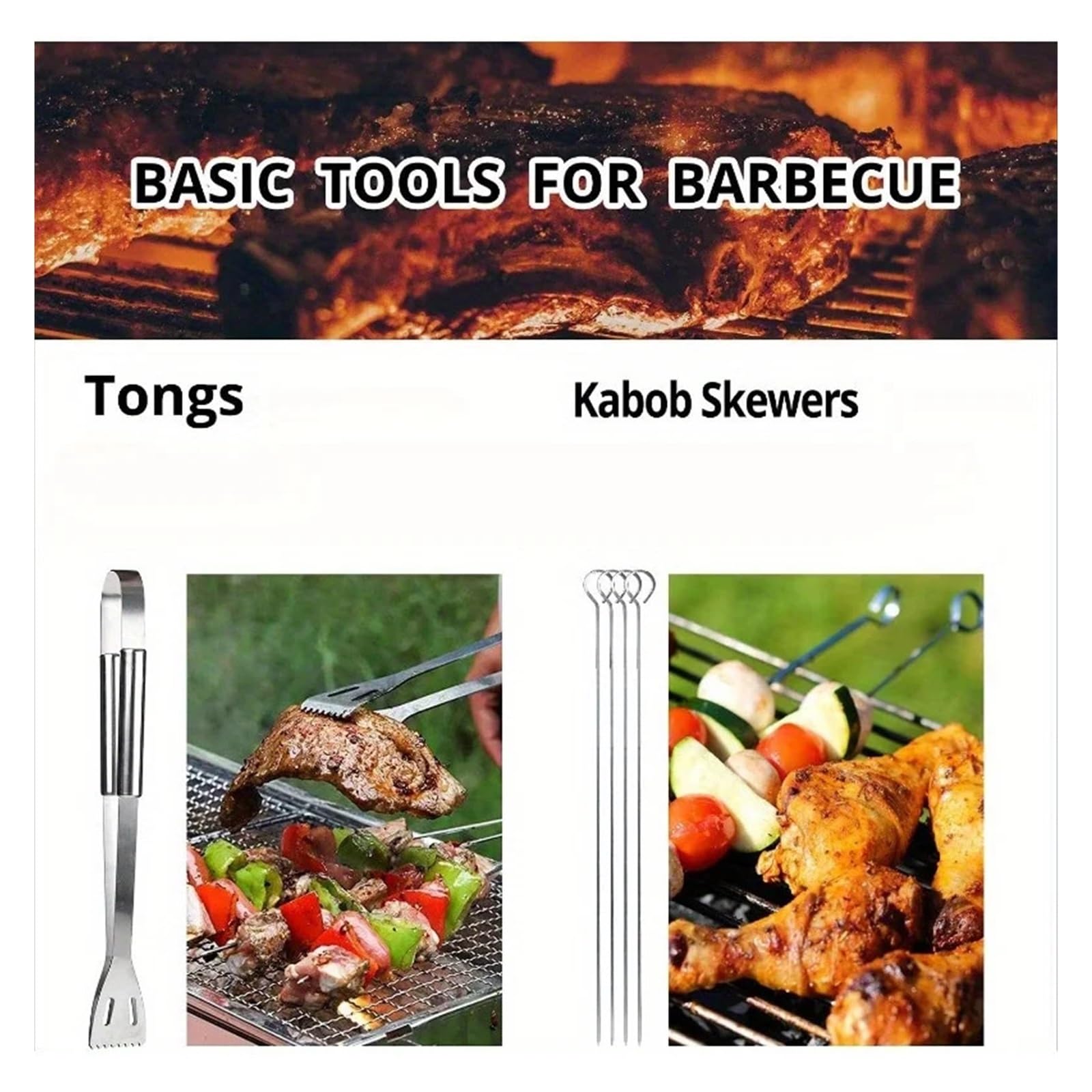Set di 12 Accessori per Barbecue in Acciaio Inossidabile, Set di Posate e Utensili da Portata, Kit di Attrezzi per griglia Portatile e Pratico