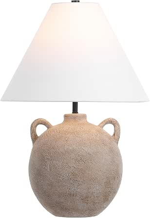 Soline 24-Inch Ceramic Table Lamp - Antique Brown - Urn Amphora-Style Design
