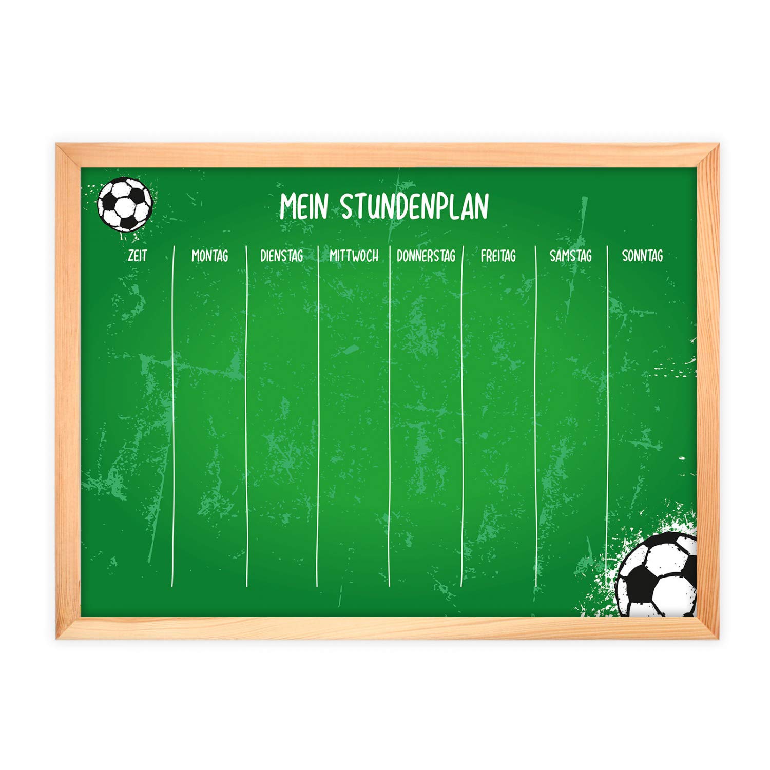 magnetischer Stundenplan Fussball grün mit 90 Magneten und Stift - abwischbar Wochenplaner Schule - ca. 40 x 30 cm