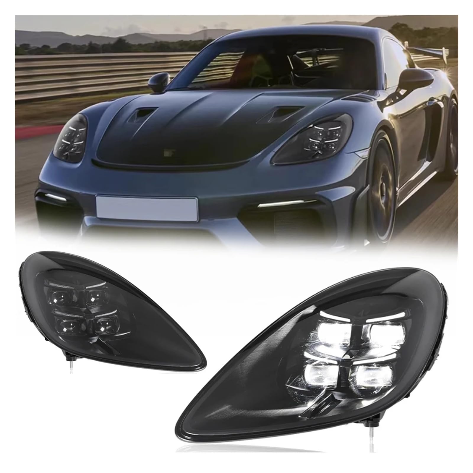 Pasuje do Pors//che Cayman Boxster 16-24 pełna dioda LED DRL reflektor samochodowy montaż sygnał akcesoria samochodowe zmodyfikowana lampa gorące reflektory LED