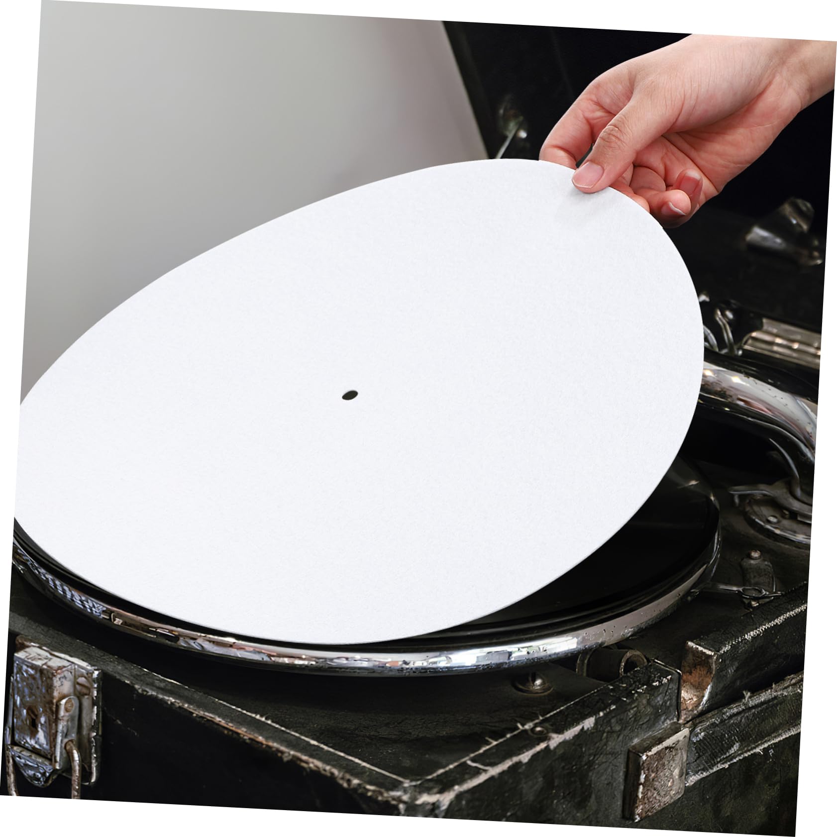 Abaodam 3pezzi Tappetino Antistatico Per Giradischi Lana Riduzione Delle Compatibile Con Tutti Piattaforma Standard Colore Bianco Design Antiscivolo Per Audio Ottimale