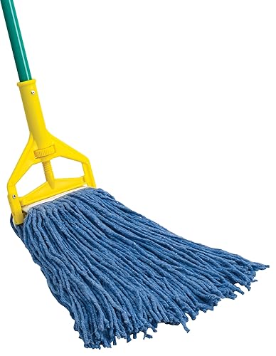 Miniatura 2 de Winco Cabezal de trapeador de hilo, 32 onzas, cabezal de corte de 4 capas, azul, blanco, mediano