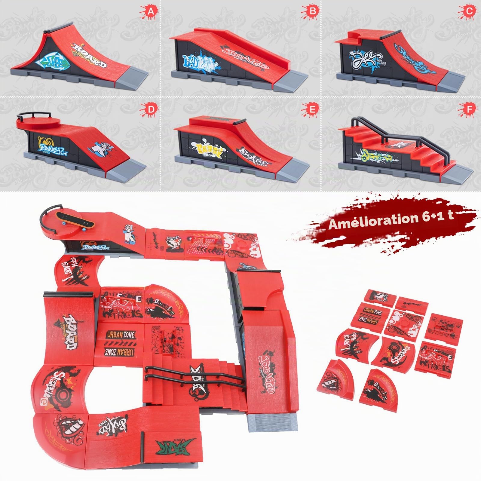 Planches à roulettes à doigts, ensemble de pièces de rampe de patin, jouet de vélo, entraînement des doigts, Sport, jouets de touche, jouet de rampe de parc de Skate pour enfants Planches à roulettes à doigts, ensemble de pièces de rampe de patin, jouet de vélo, entraînement des doigts, Sport, jouets de touche, jouet de rampe de parc de Skate pour enfants