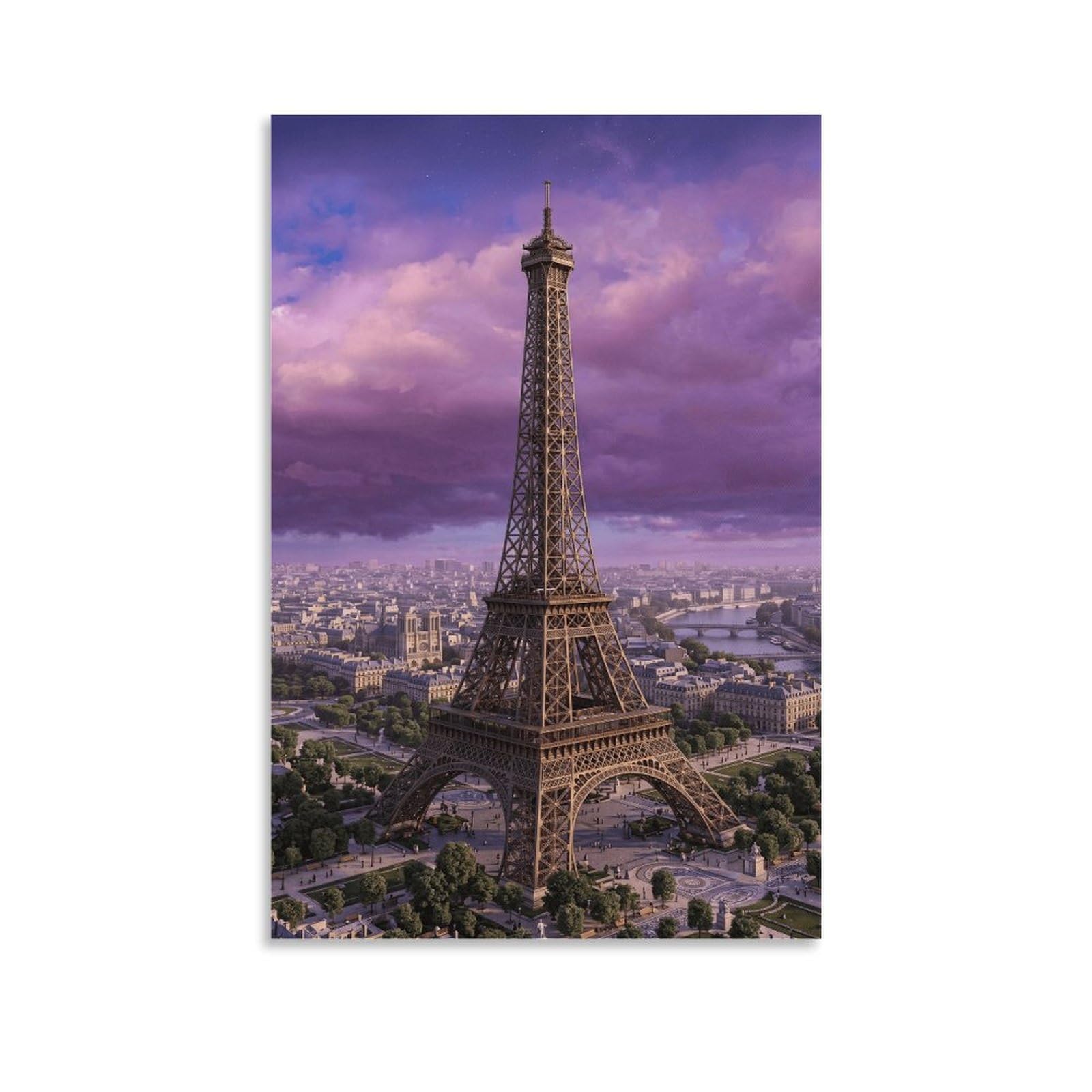 Eiffel Tower Paris Wall Decor Poster Canvas Prints Picture Modern Canvas Wall Art Picture Wall Hanging for Dining Room Kitchen Home Office Decor 20x30inch(50x75cm)