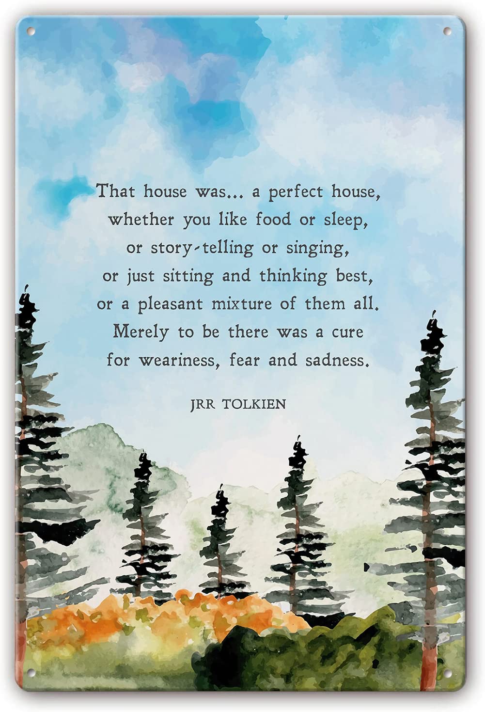 Jrr Tolkien Quote Wall Art Prints Metal Poster Tin Signs Forest Decorations Man Cave Bar Signs Vertical Picture Hanging Contemporary Paintings for Cafe Bar Pub Decor 12x16 Inch