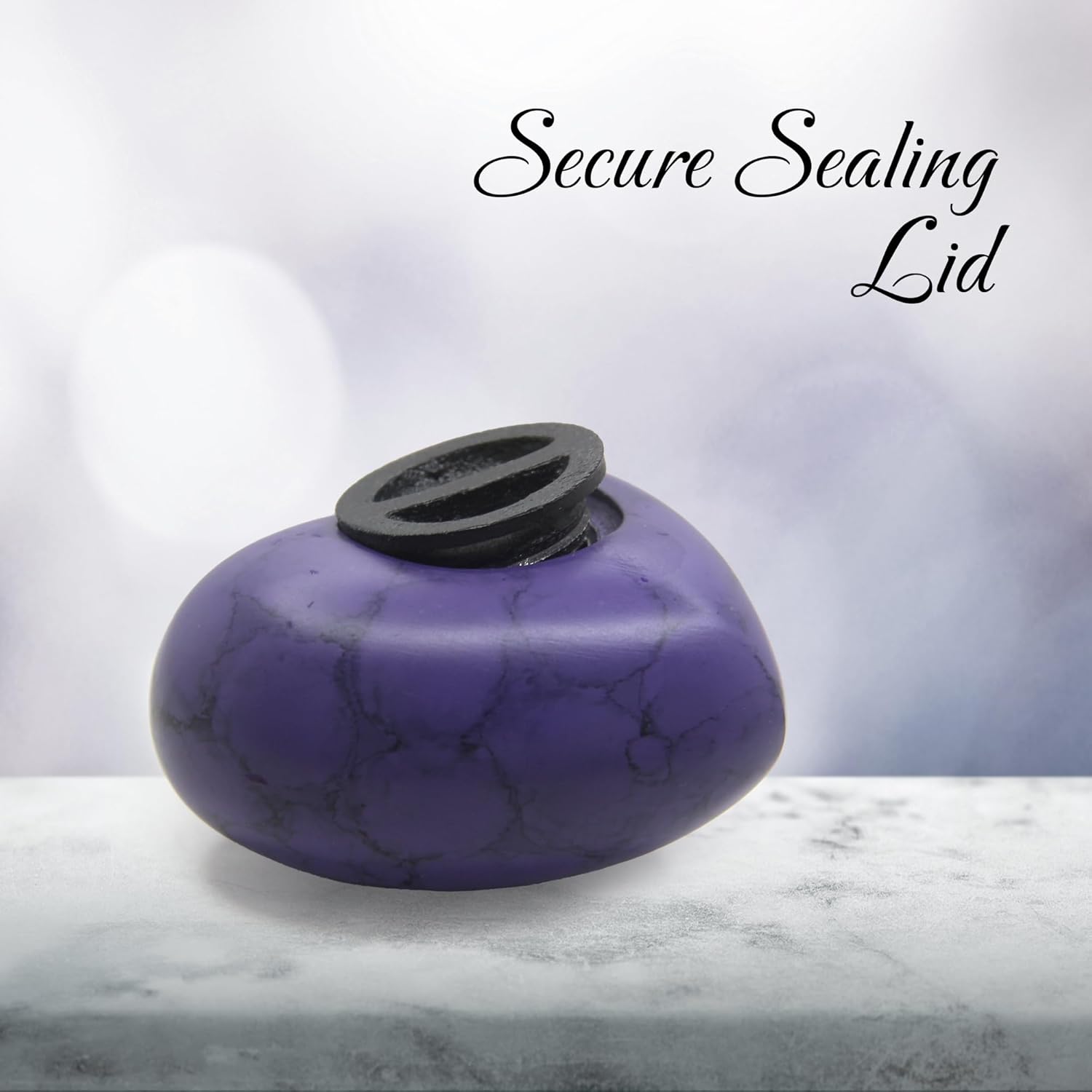 Heart Urn for Human Ashes – Small Purple Marble Keepsake with Stand – Mini Cremation Urn for Women, Men, Infants – Elegant Heart-Shaped Memorial