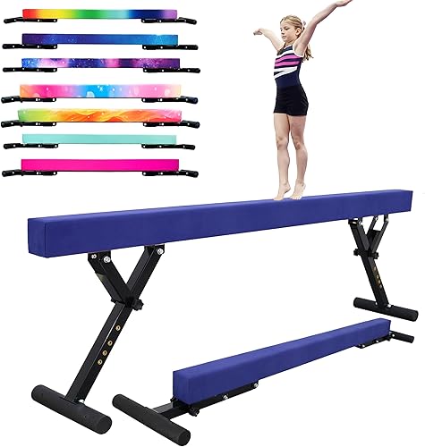 Miniatura 124 de Viga balana ajustable para niños, haz de gimnasia de 8 pies, haz de piso alto y bajo para todos los niveles de gimnasia, equipo de gimnasia Verde