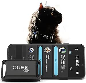 Cube GPS Tracker for Vehicles Assets Kids, Mini GPS Trackers for Dogs, Car Tracker Device: Real Time Worldwide Location SOS Pings Geo-Fencing + Rechargeable Battery Requires Subscription