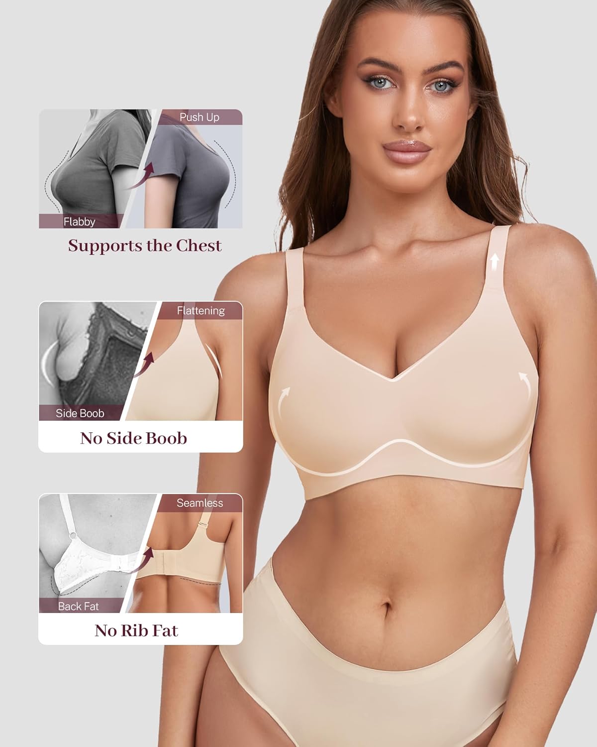 Gailife Comfortable Bra for Women Wireless Bras Seamless No Underwire Supportive Full Coverage Regular and Plus Size - Image 3