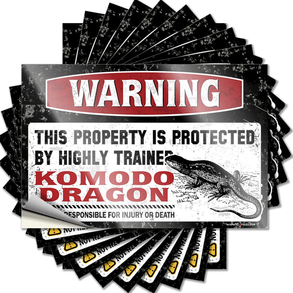 Retro Kitchen Decor Laptop Tattoo | Warning This Property is Protected By A Highly Trained Komodo Dragon Retro Durable Vinyl Sticker Easy Apply for Interesting(12X18CM)