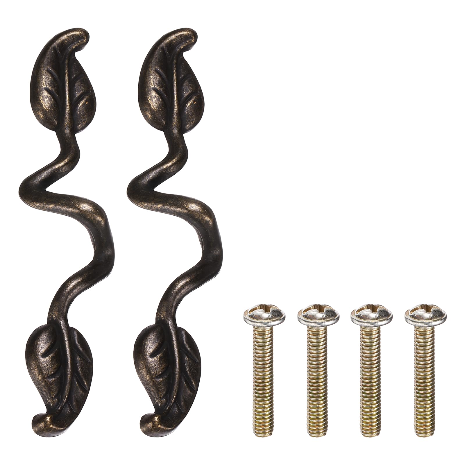 sourcing map 2Pcs Leafy Drawer Pull, 5" Vintage Style Dresser Pull Knob Handles Hardware for Wardrobe Cupboard Closets Bookcase Furniture Decoration, Bronze