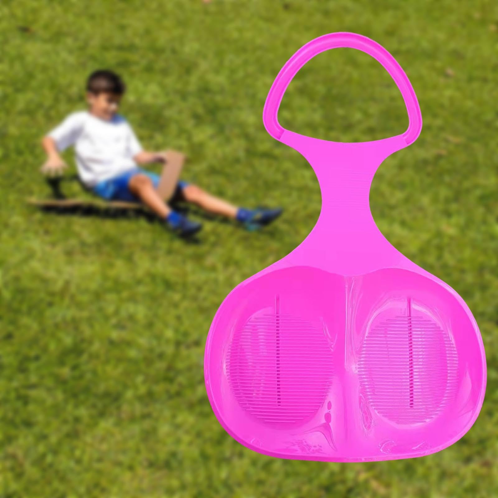 kowaku Snow Sled, Downhill Sled Grass Sand Sliding Sled, with Handle, Sleigh Toboggan Large Sledge Snow Luge for Kids Adults, Dark Pink