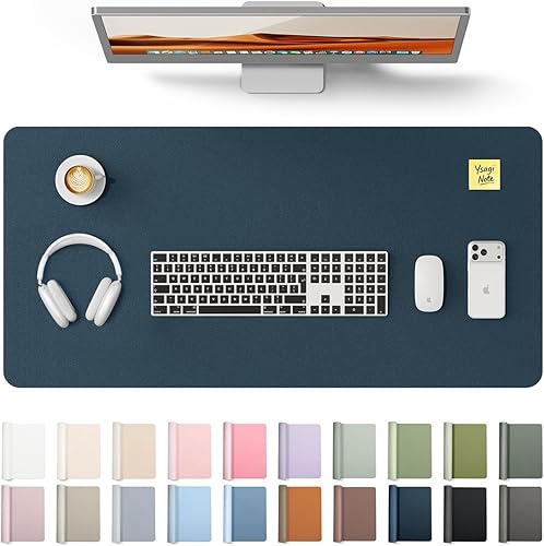 Miniatura 92 de YSAGi Protector de escritorio de piel, alfombrilla de oficina, alfombrilla grande para ratón, alfombrilla antideslizante de piel sintética, Azul