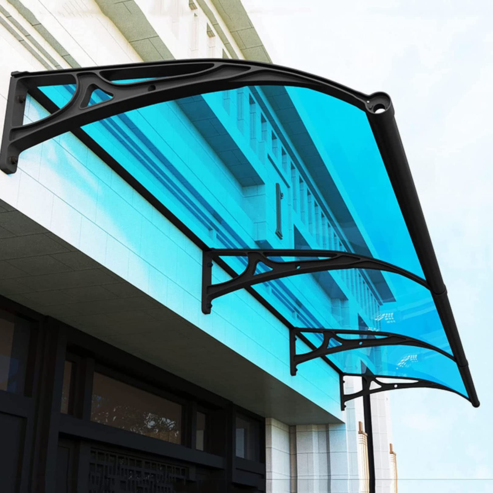 Window Awning, Awning Canopy, Awnings For Doors Polycarbonate Cover Front Door Uv Protection From Rain And Snow, Outdoor Patio Clear Awning For Patio With Metal Bracket 80x200cm/31x79in B