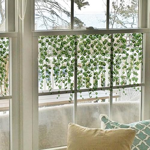 Miniatura 4 de ZWEBY Pegatinas de ventana de doble cara de flores verdes de verano para colgar vid, hojas florales, calcomanías de ventana para puertas de vidrio