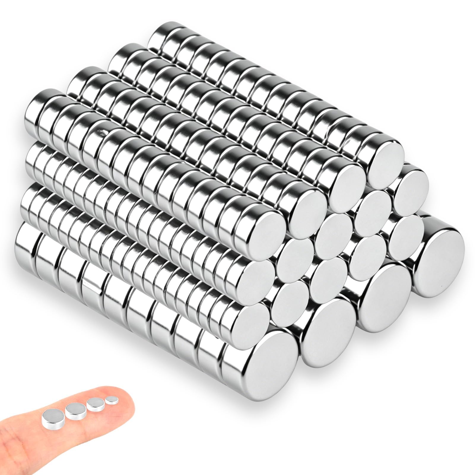 300 Small Round Neodymium Magnets Set, Mini Magnets in 4 Sizes 6x3 5x2 4x2 3x1mm, Strong Rare Earth Magnets for Crafts, Fridge, Whiteboards, DIY, Office and Home Organisation