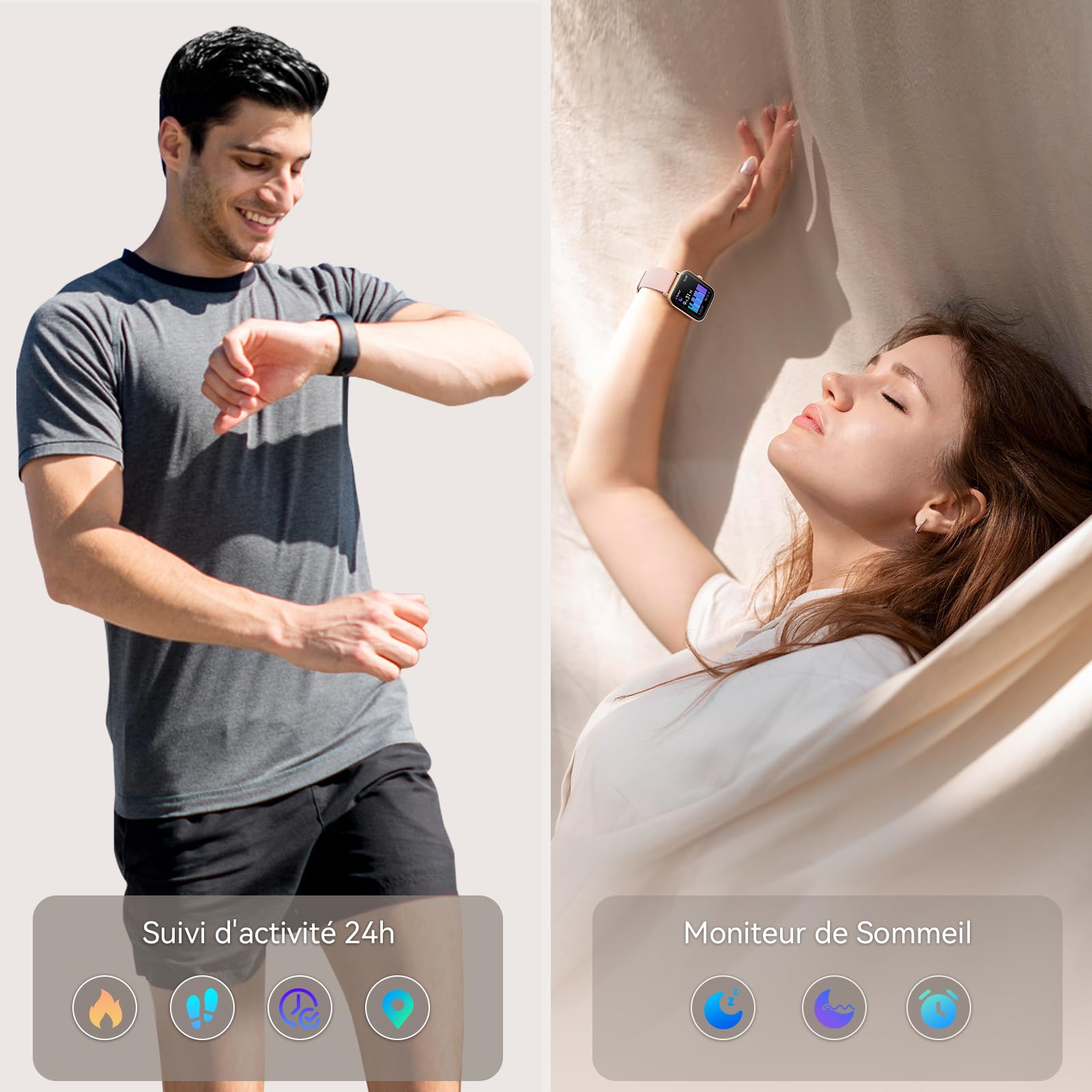 aeac Montre Connectée Homme Appel Bluetooth, Alexa intégrée 1.8" Smartwatch Moniteur de SpO2 Cardiofrequencemetre Sommeil, 100 Modes Sportifs Podometre Calories Etanche IP68 pour Android iOS, Noir