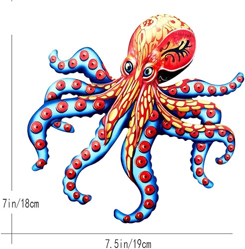 Miniatura 2 de ikasus Decoración de pared de metal de pulpo, escultura náutica de pulpo, decoración de playa, decoración de pared con océano, para colgar en la